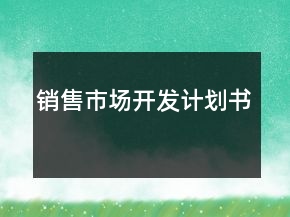 销售市场开发计划书