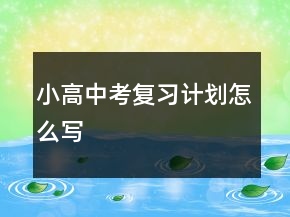 小高中考复习计划怎么写