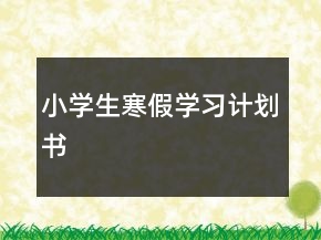 小学生寒假学习计划书