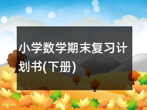 小学数学期末复习计划书(下册)