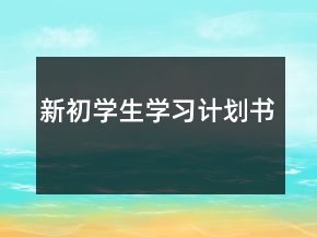 新初学生学习计划书