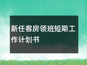新任客房领班短期工作计划书