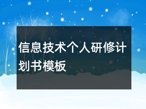 信息技术个人研修计划书模板