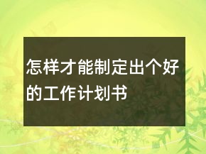 怎样才能制定出个好的工作计划书