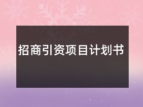 招商引资项目计划书