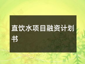 直饮水项目融资计划书