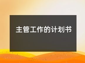 主管工作的计划书