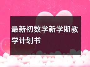 最新初数学新学期教学计划书
