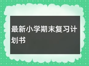 最新小学期末复习计划书