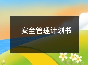 安全管理计划书