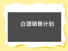 白酒销售计划