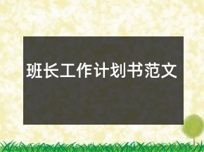 班长工作计划书范文