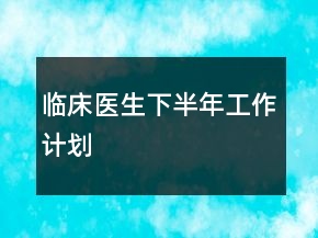 临床医生下半年工作计划