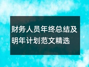 财务人员年终总结及明年计划范文精选