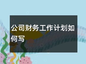 公司财务工作计划如何写