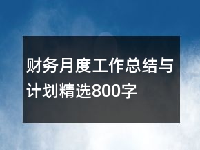 财务月度工作总结与计划精选800字