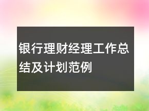 银行理财经理工作总结及计划范例