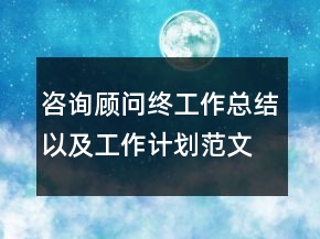 咨询顾问终工作总结以及工作计划范文