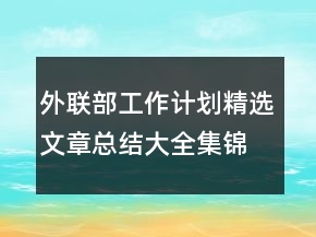 外联部工作计划精选文章总结大全集锦