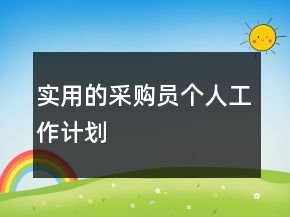 实用的采购员个人工作计划