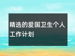 精选的爱国卫生个人工作计划