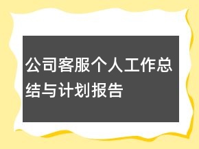 公司客服个人工作总结与计划报告