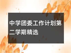 中学团委工作计划第二学期精选