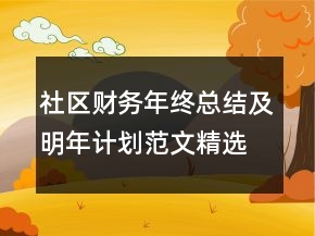 社区财务年终总结及明年计划范文精选