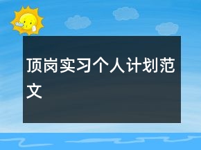 顶岗实习个人计划范文