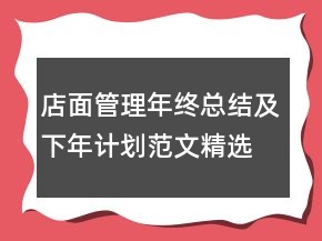 店面管理年终总结及下年计划范文精选
