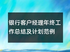 银行客户经理年终工作总结及计划范例