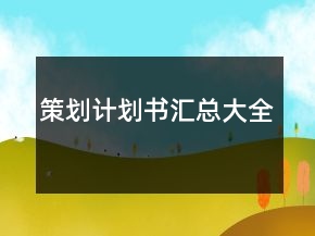 策划计划书汇总大全