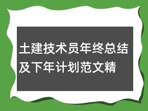 土建技术员年终总结及下年计划范文精选