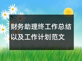 财务助理终工作总结以及工作计划范文