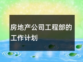 房地产公司工程部的工作计划