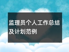 监理员个人工作总结及计划范例