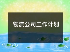 物流公司工作计划