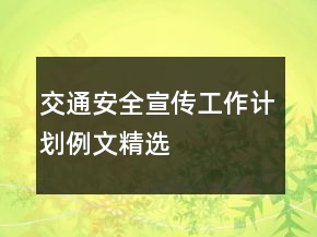 交通安全宣传工作计划例文精选