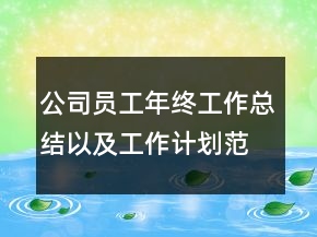 公司员工年终工作总结以及工作计划范文