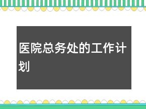 医院总务处的工作计划