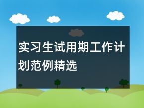 实习生试用期工作计划范例精选
