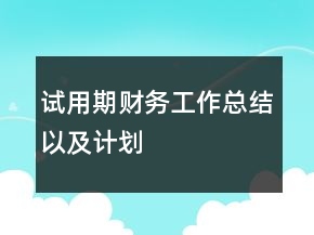试用期财务工作总结以及计划