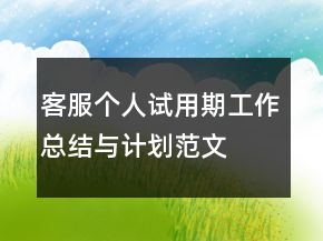 客服个人试用期工作总结与计划范文