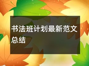 书法班计划最新范文总结