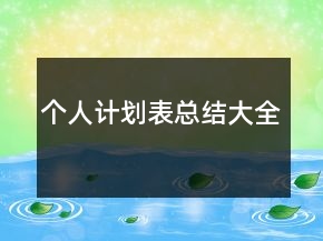 个人计划表总结大全