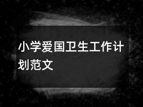 小学爱国卫生工作计划范文