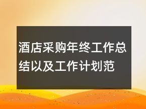 酒店采购年终工作总结以及工作计划范文