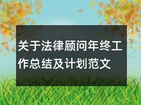 关于法律顾问年终工作总结及计划范文精选