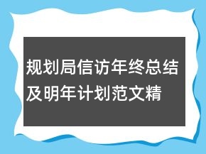 规划局信访年终总结及明年计划范文精选