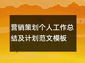 营销策划个人工作总结及计划范文模板